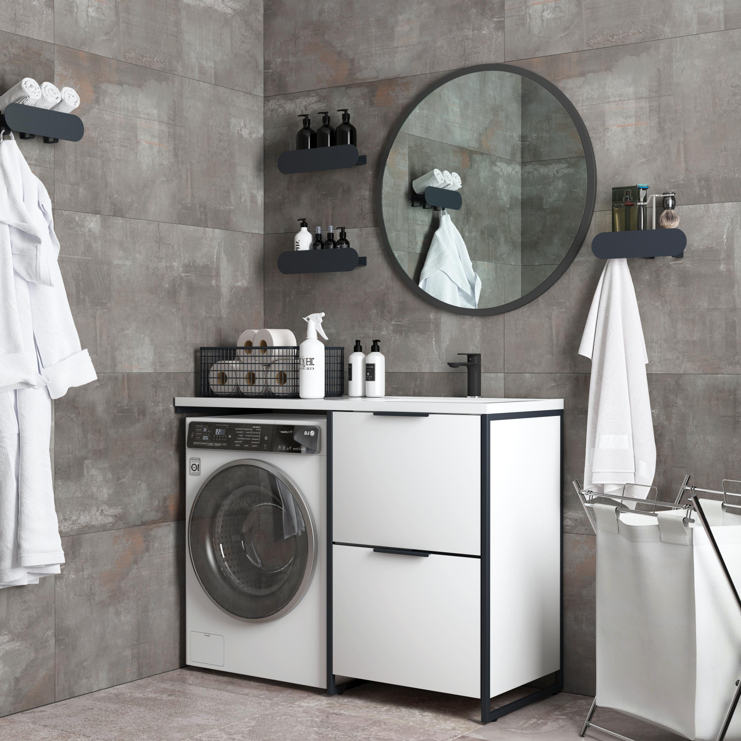 Тумба напольная Corozo Гера 120 Z с раковиной Мадлен 120 R, белый