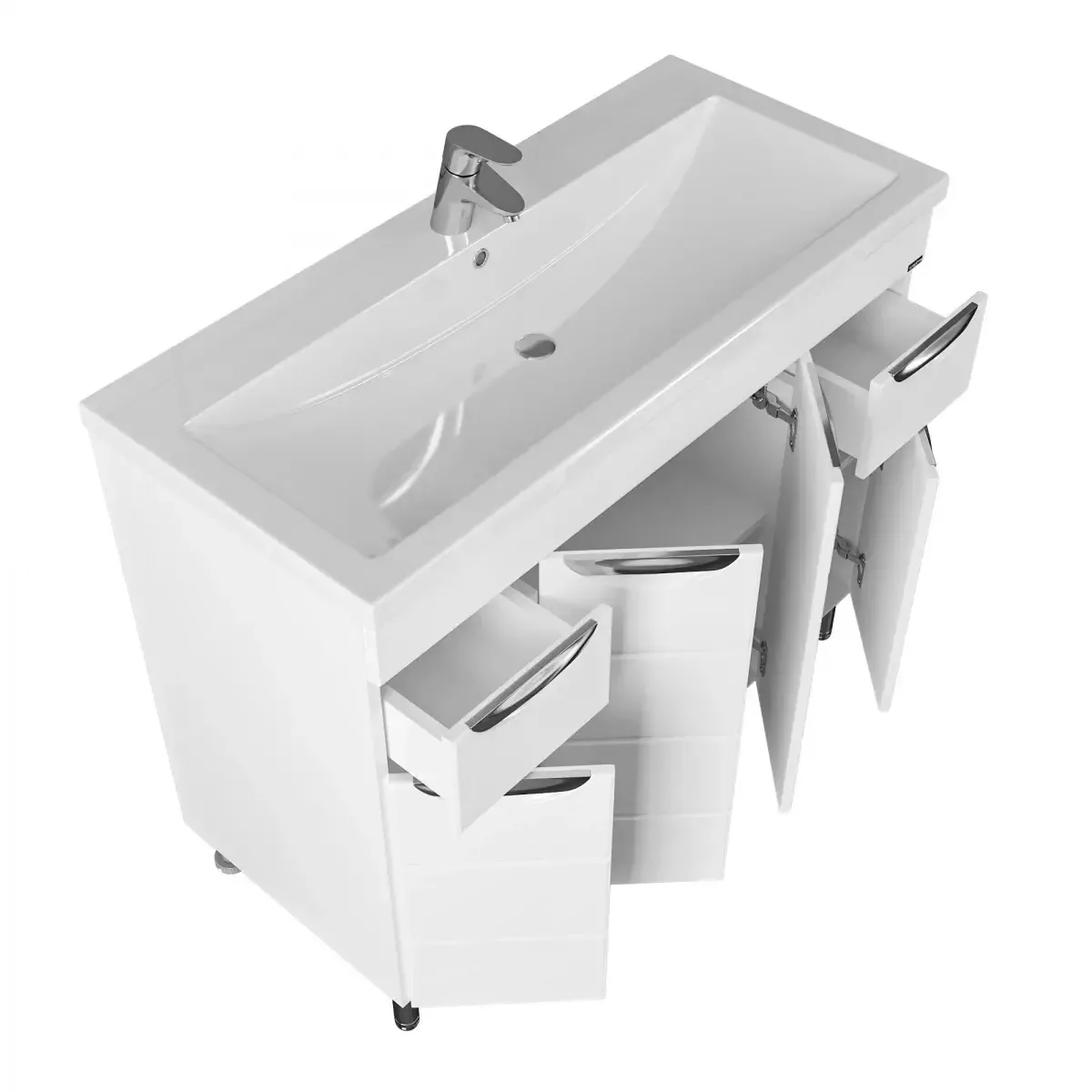 Тумба напольная Санта Родос 100 с раковиной Фостер 100, белая