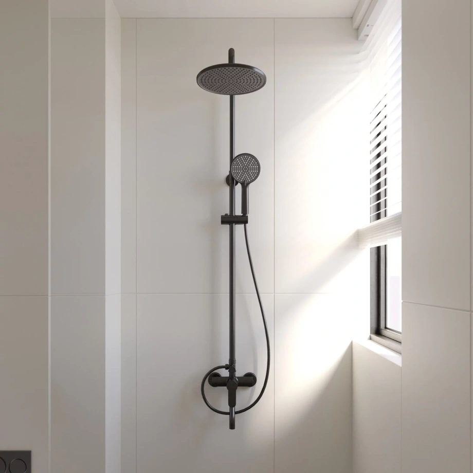 Душевая стойка Veconi TURI TU-100-B-C4, чёрный матовый