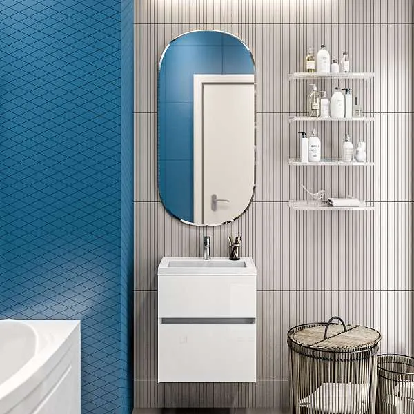 Тумба с раздвижной раковиной подвесная 1Marka Bumble 60П 1я, 1 ящик, белый от магазина Vanna-Vanna.ru!