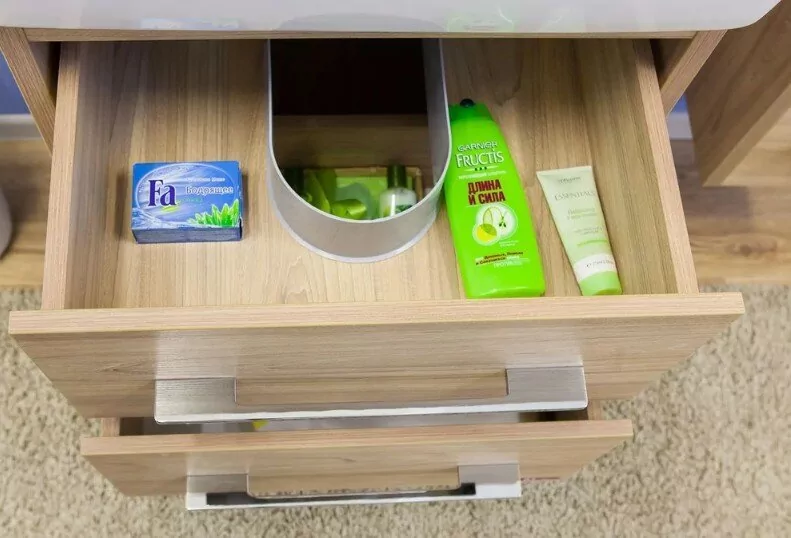 Тумба с раковиной Sanflor Ларго 60 2 подвесная, вяз швейцарский