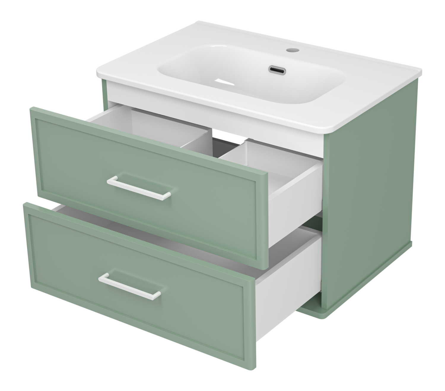 Тумба с раковиной Brevita Verde 70 подвесная (зеленая)