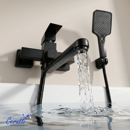 Смеситель для ванны Ceruttispa Клелия VXLMB (CLELIA VXLMB) из нержавеющей стали, цвет черный матовый
