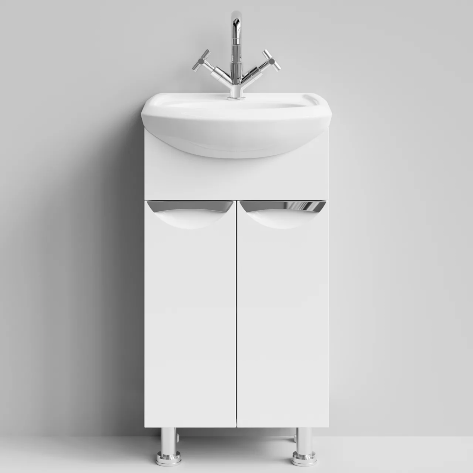 Тумба напольная Vod-ok Лира 45 с раковиной Уют 45, белая