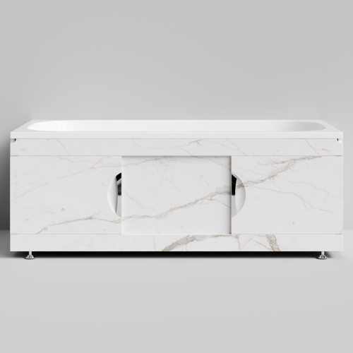 Экран под ванну Vod-ok Топ 150 раздвижной Мрамор Белый натур милк