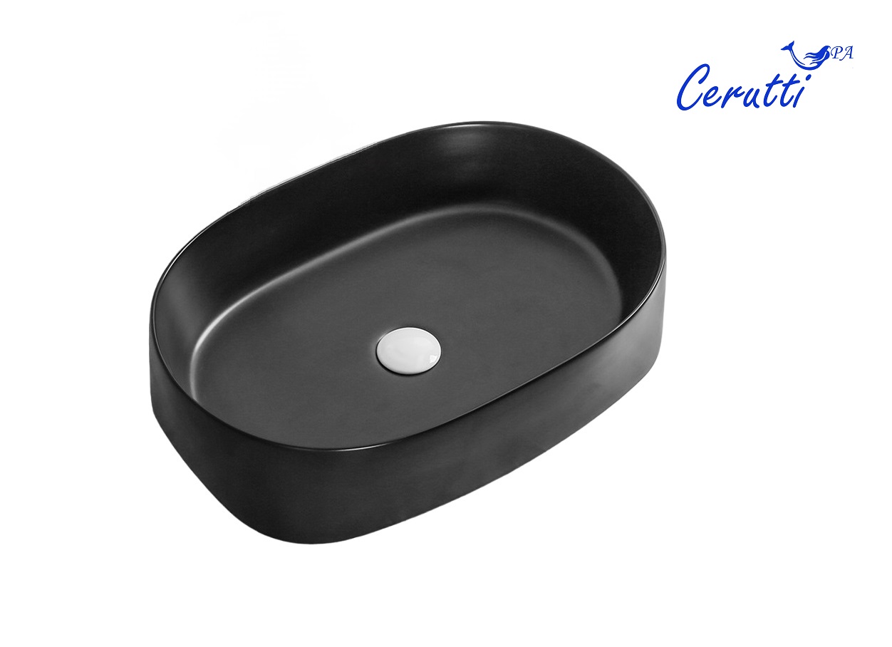 Раковина Ceruttispa CR2691 накладная, черный матовый, овальная 560х390х140