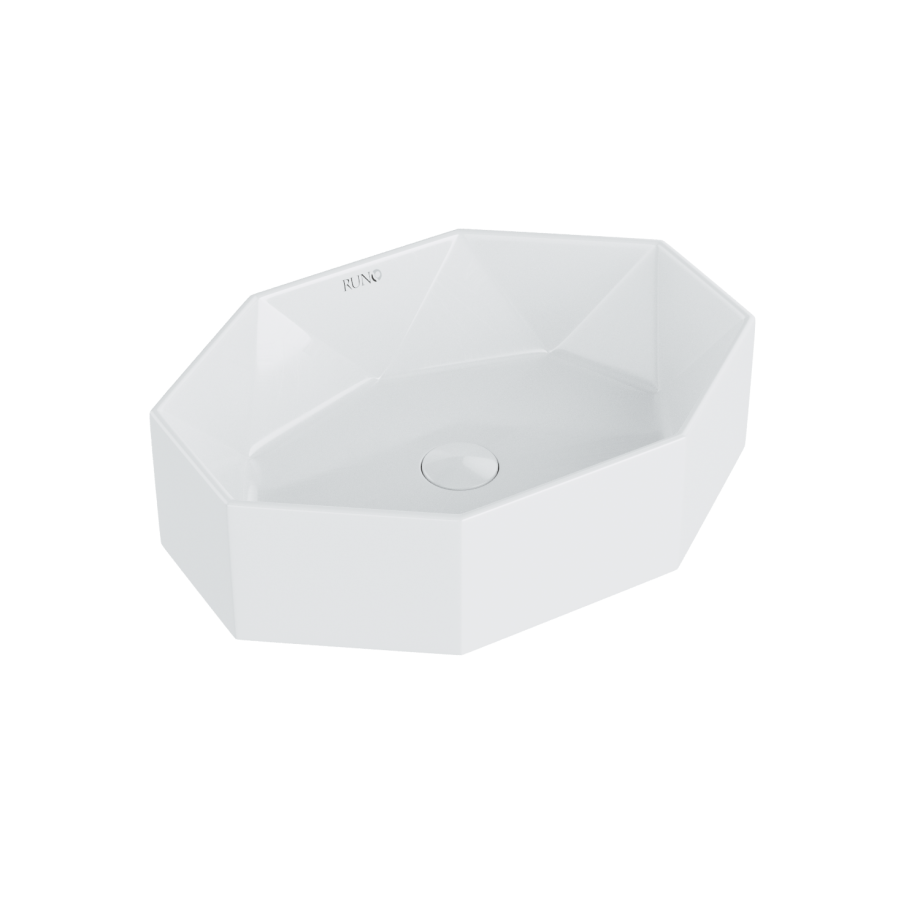 Раковина Runo Cristallo многоугольная, белый