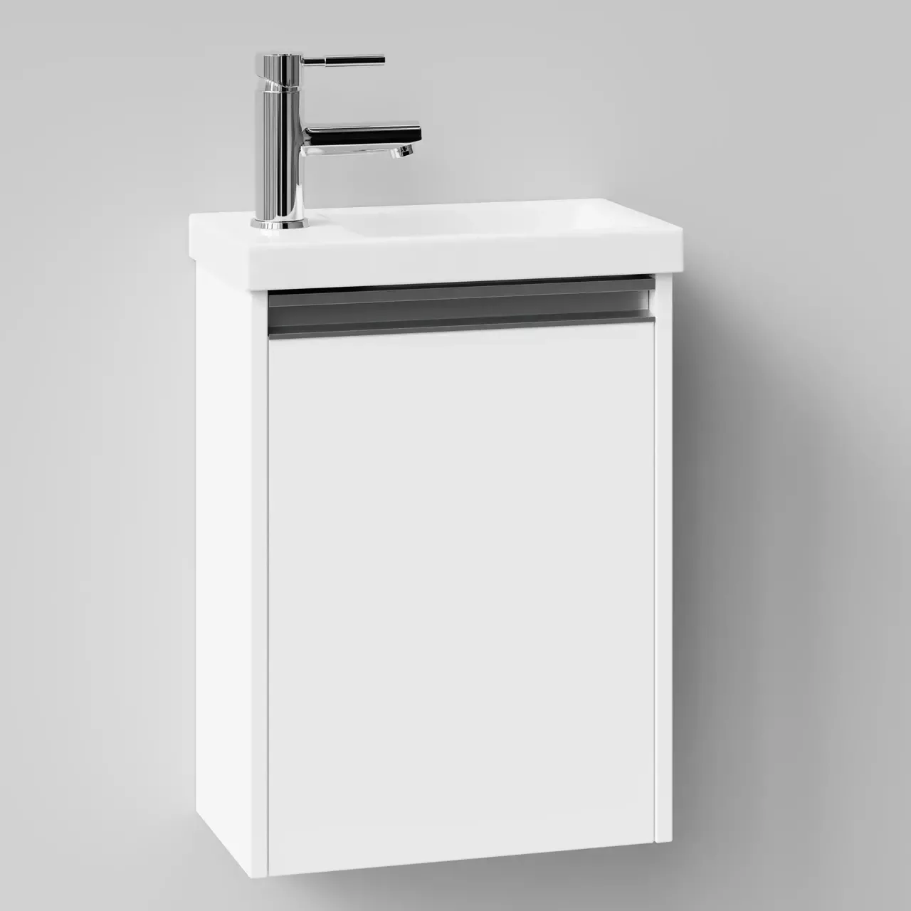 Тумба подвесная Vod-ok Бридж 40 ручка рейлинг, L левая, с раковиной Como 40, белая