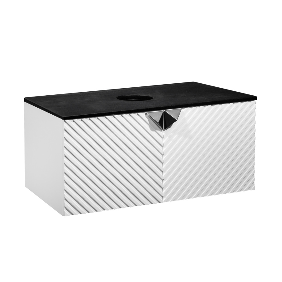 Тумба подвесная Runo Андорра 85 под накладную раковину, белый матовый/чёрный