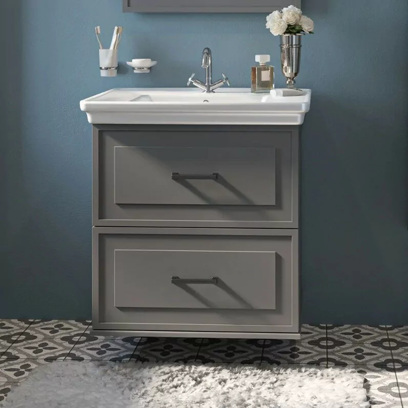 Тумба с раковиной Sanflor Модена 75 подвесная, серый матовый