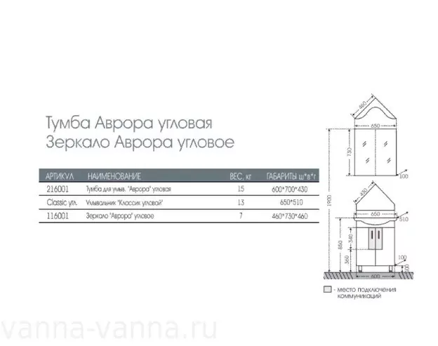 Зеркало Санта Аврора 60 свет, угловое, белый от магазина Vanna-Vanna.ru!