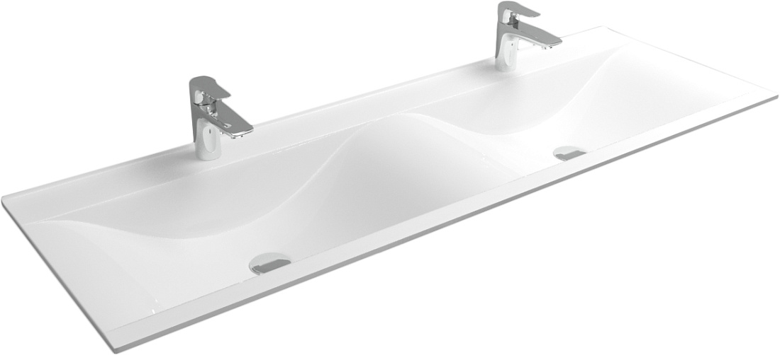 Тумба с раковиной подвесная Velvex Pulsus tp.PUL.PUL.140.2Y белый глянец, 140 см