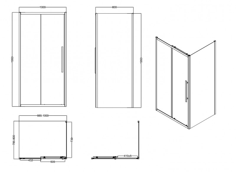 Душевой уголок ESBANO ESF-108PS-GM 100х80х195