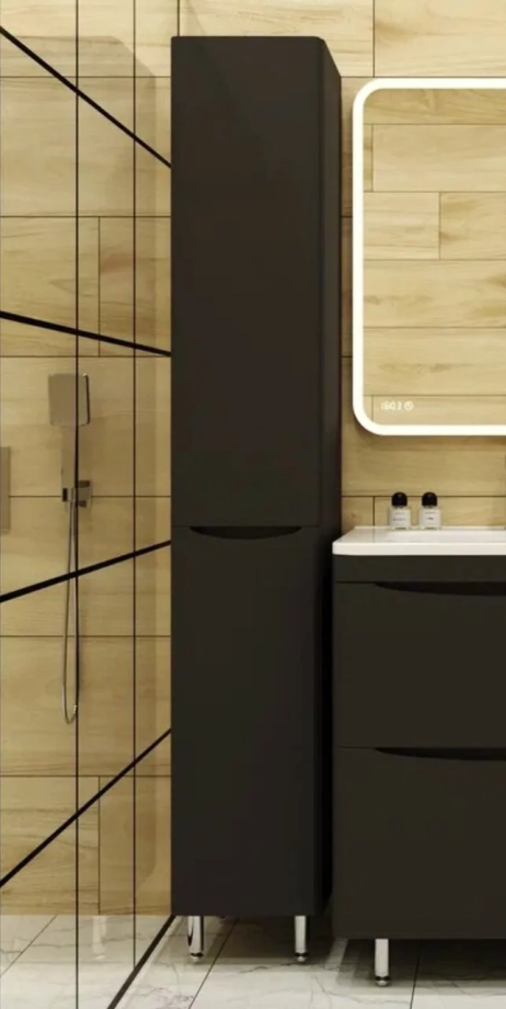 Пенал Style Line Бергамо 30 L напольный, с корзиной, черный