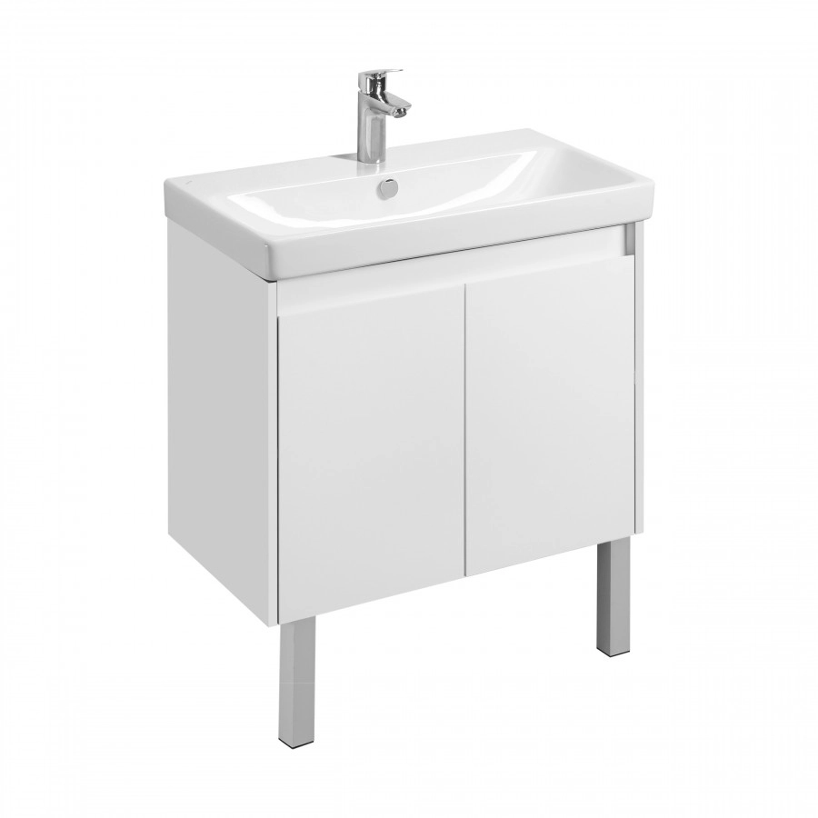 Тумба Aquaton Сканди Doors 80 с раковиной Адриана 80, напольная, 2 ящика, белый
