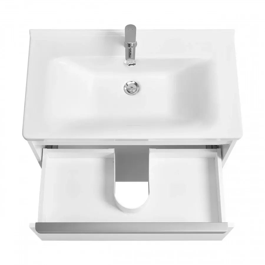 Тумба подвесная Aquaton Хоуп 80 с раковиной Миранда 80, 1 ящик, белый