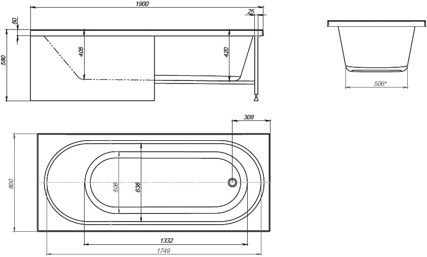 Ванна акриловая Alex Baitler Baikal 190x80
