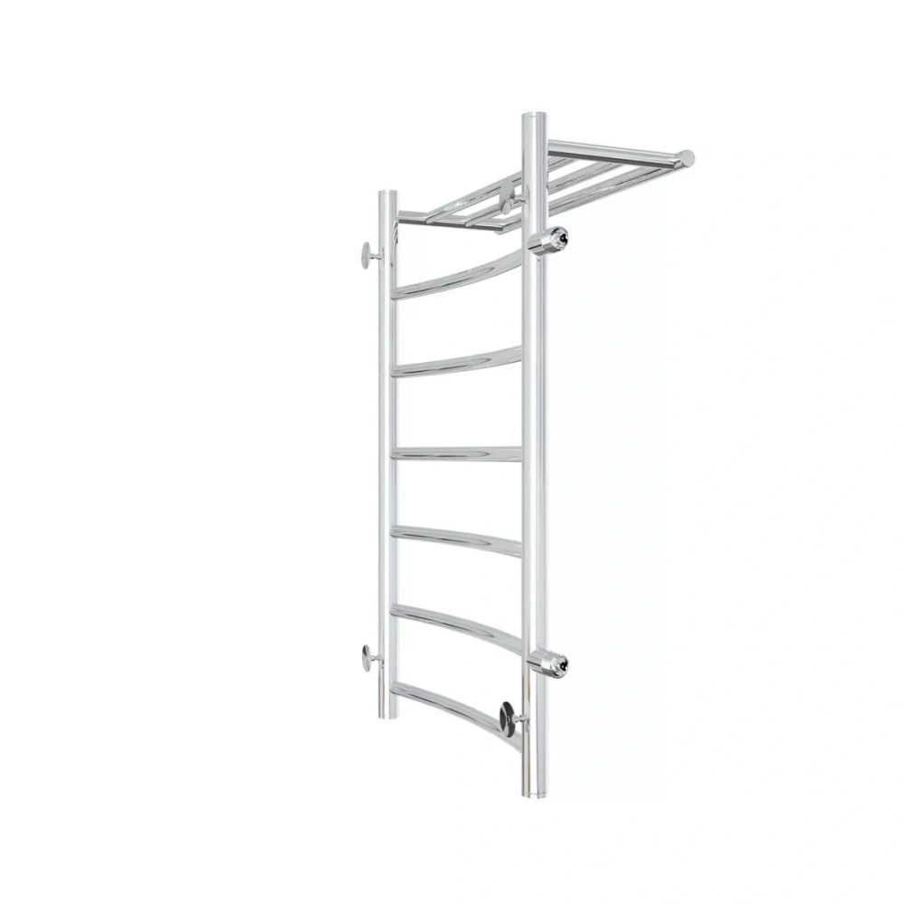 Полотенцесушитель водяной Laris Классик П7 500х800 L МЦ 500-1, боковой, с полкой, хром от магазина Vanna-Vanna.ru!