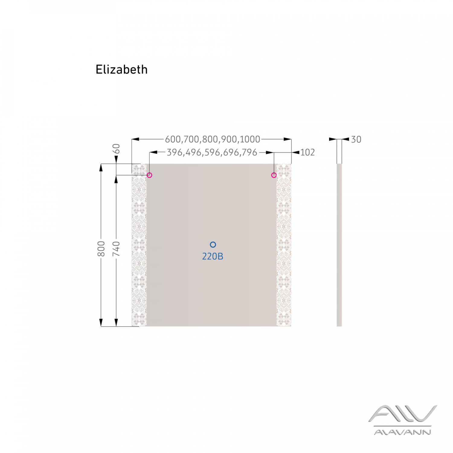 Зеркало Alavann Elizabeth 100 свет, ИК выключатель