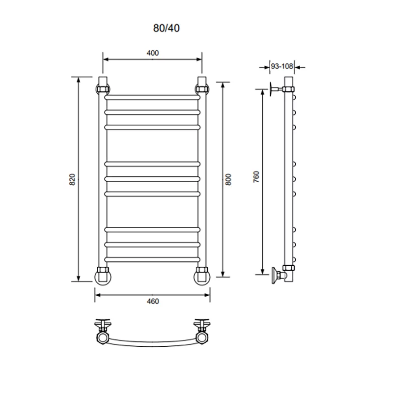 Полотенцесушитель водяной Veconi Nemi-A, 40/80, графит