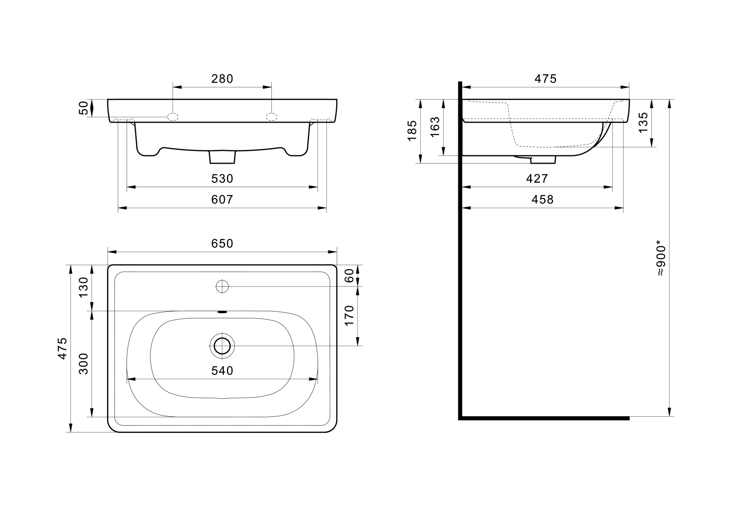 Тумба подвесная Aquaton Ар-Деко 65 с раковиной Нео 65, 2 ящика, серый кобальт