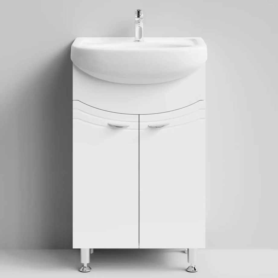 Тумба напольная Vod-ok Эльба 50 с раковиной Уют 50, белая