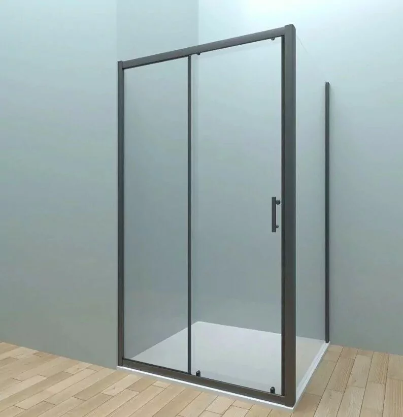 Душевой уголок Veconi RV072B-10090-01-C4 100х90 без поддона, прозрачное стекло, черный матовый