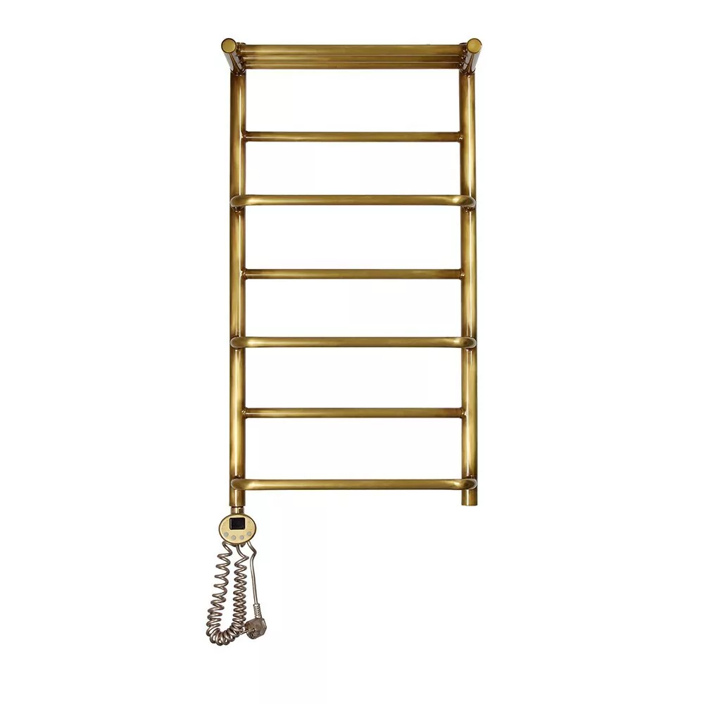 Полотенцесушитель электрический Domoterm Орфей с полкой П7 400x800 АБР EL, левый, античная бронза