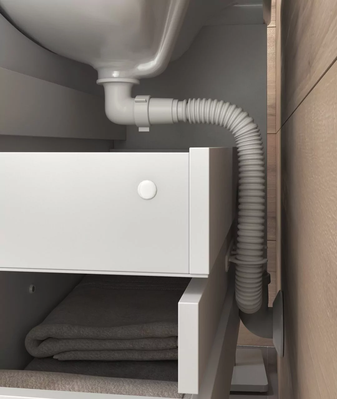 Тумба подвесная Vigo Diana 70 с раковиной Балтика 70, 2 ящика, белый