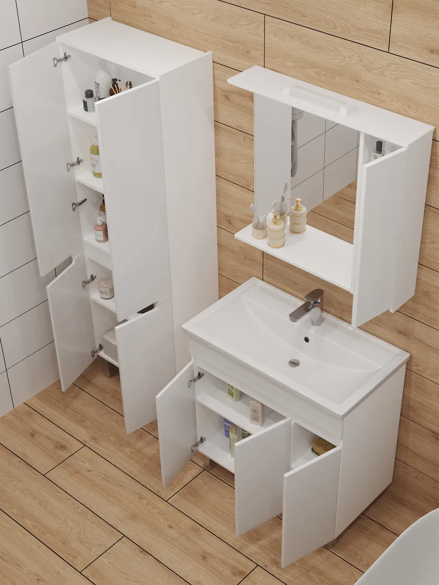 Тумба напольная SanStar Квадро 80 с раковиной Fest 80 белый