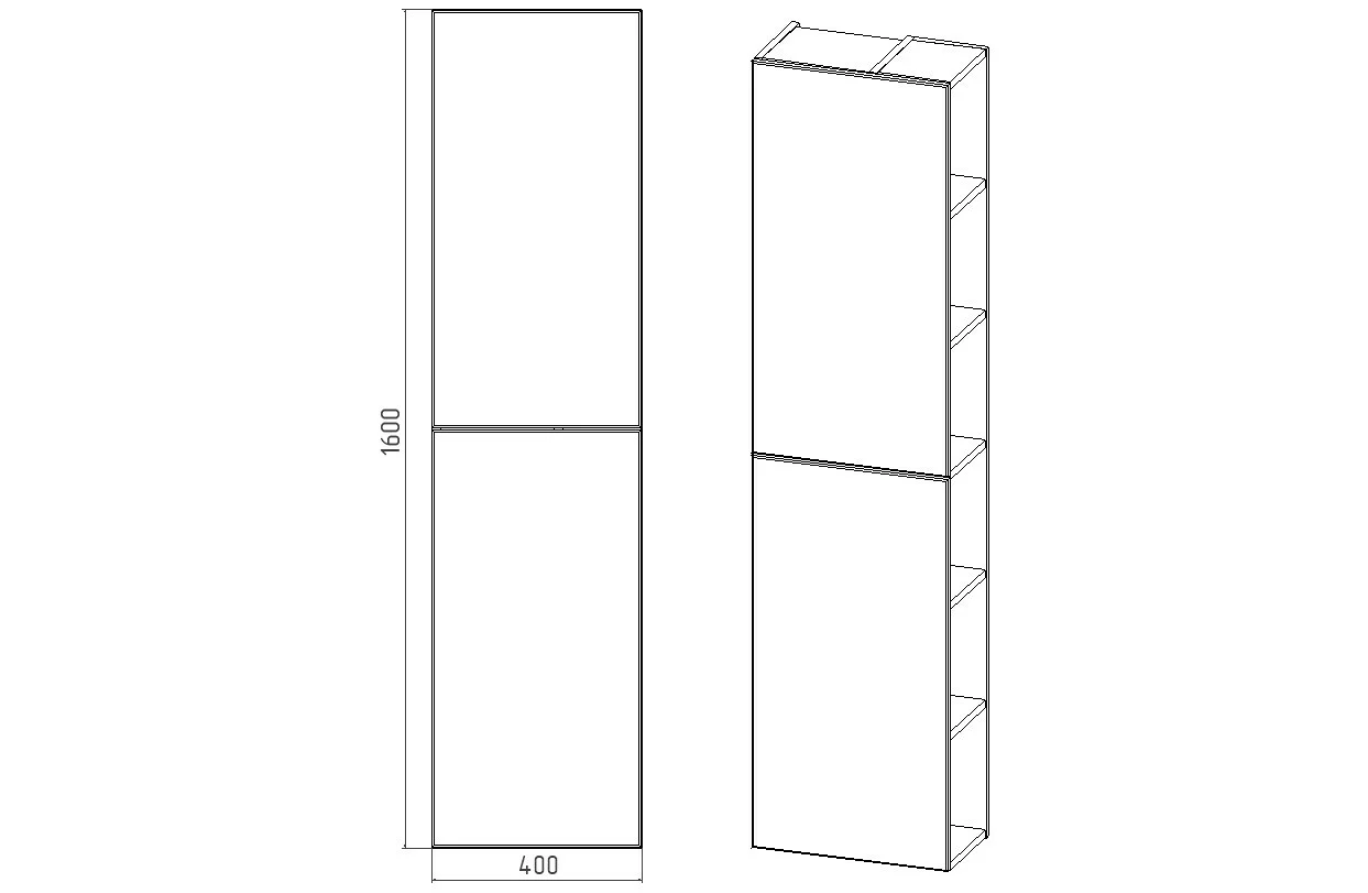 Пенал подвесной Viant Бостон 40 L/R белый/дуб вотан