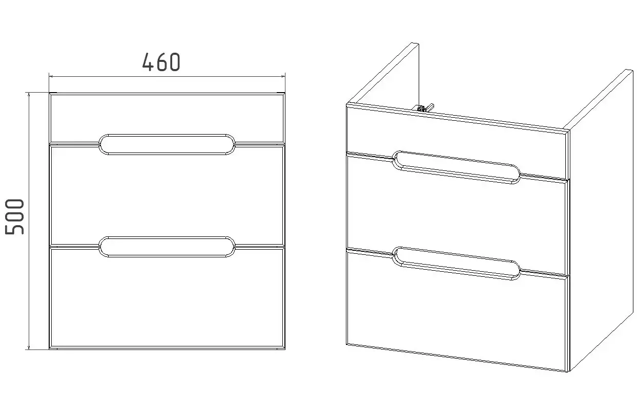 Тумба подвесная Viant Марсель 50 с раковиной Como 50, два ящика, белый