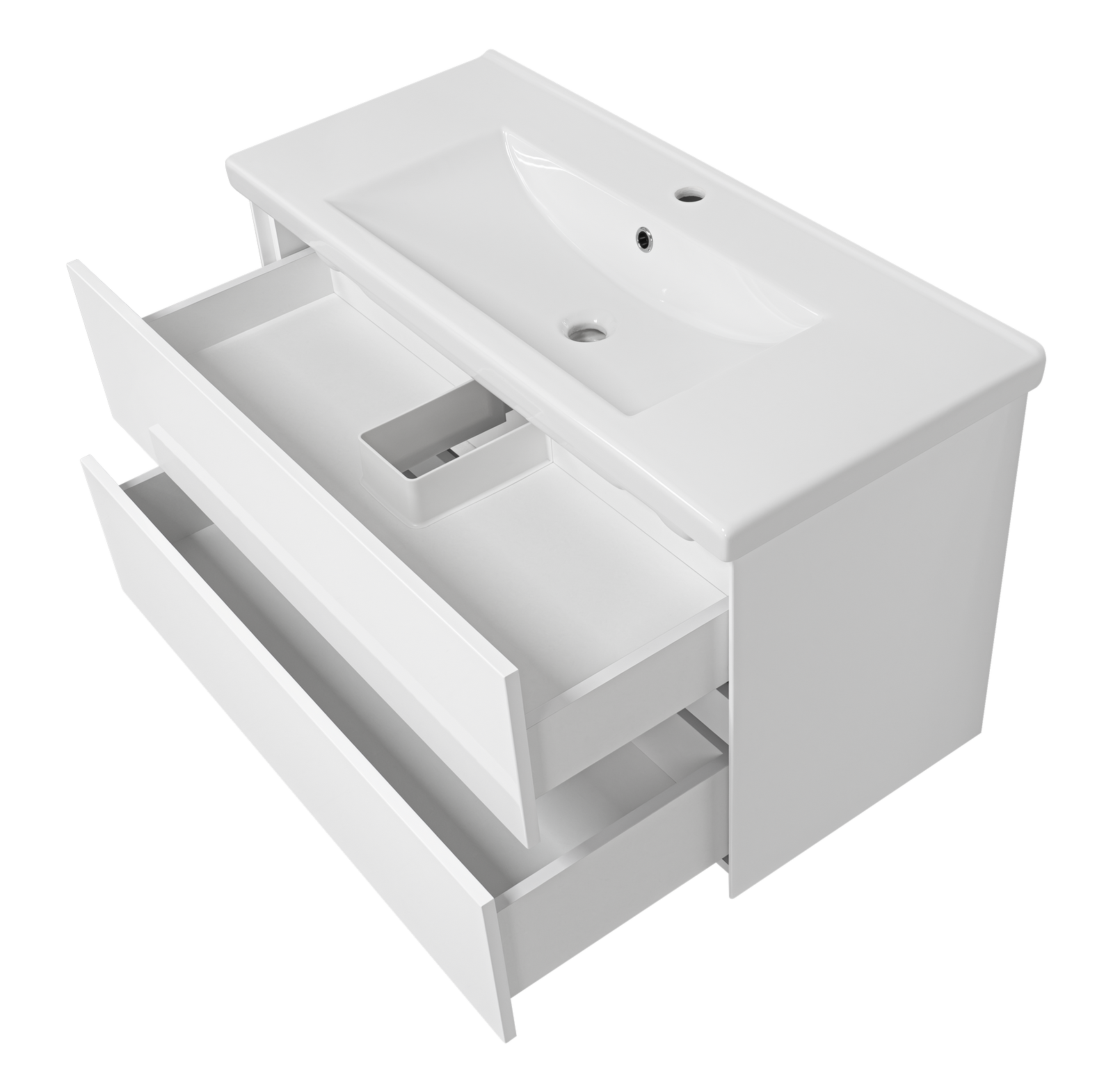 Тумба с раковиной Misty Твист 100 подвесная (белая)