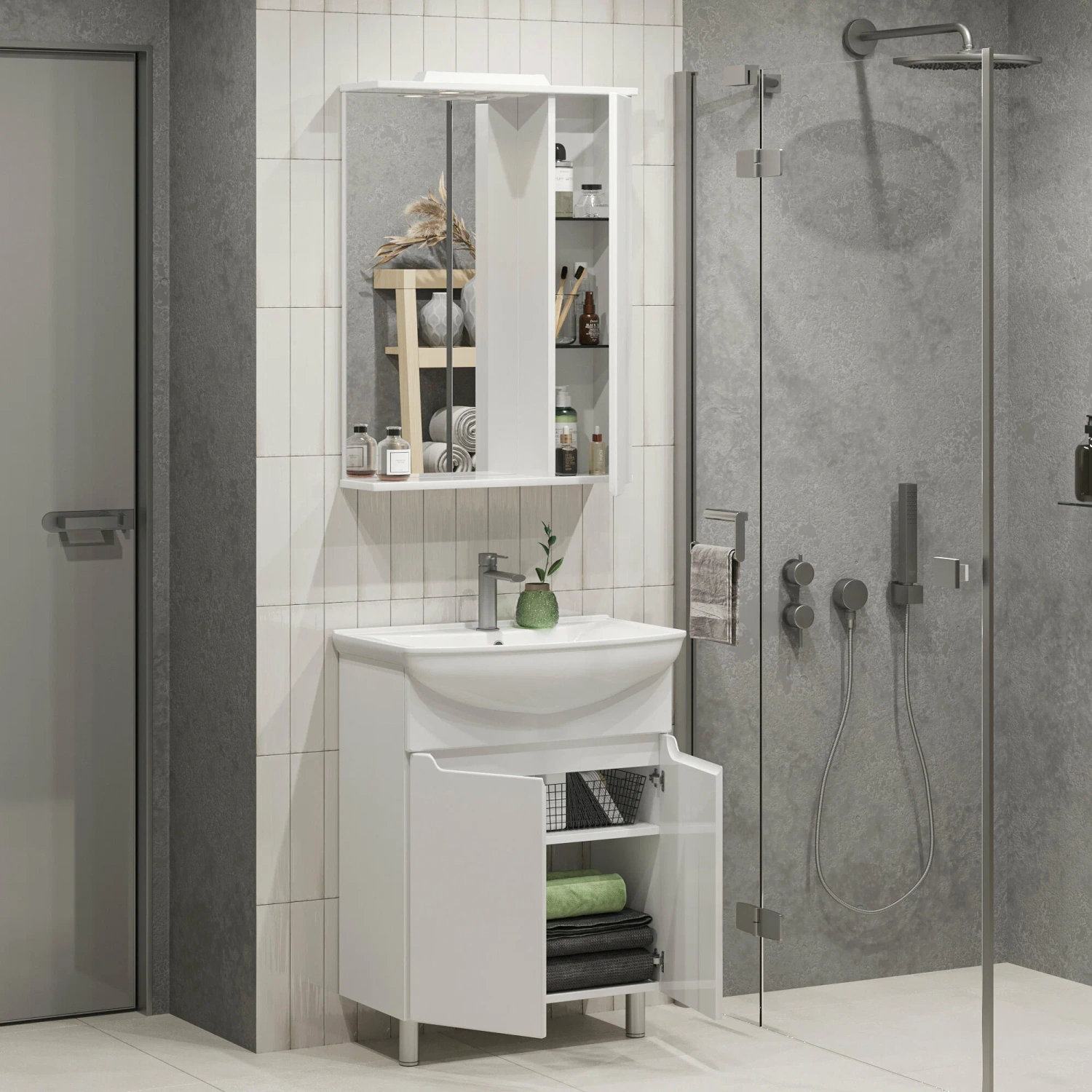 Тумба напольная SanStar Bianca 65 с раковиной Стиль 65, белая