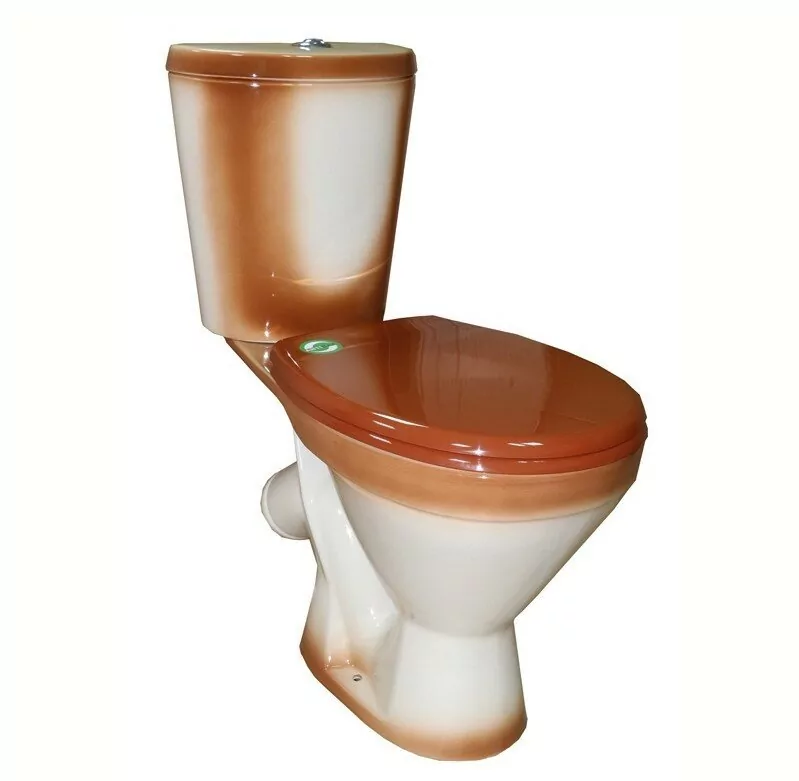 Унитаз Rosa Элегант напольный, компакт, с косым выпуском, коричневый