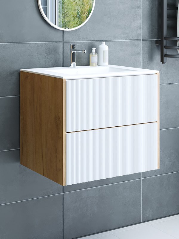 Тумба с раковиной Sanflor ДИАНА 65 подвесная, белый