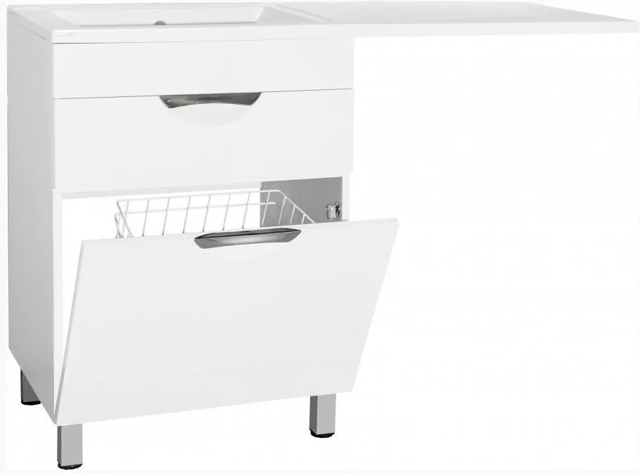 Мебель для ванной Style Line Жасмин 60 с раковиной Даллас 120 Люкс PLUS L и с корзиной, комплект, напольный, белый