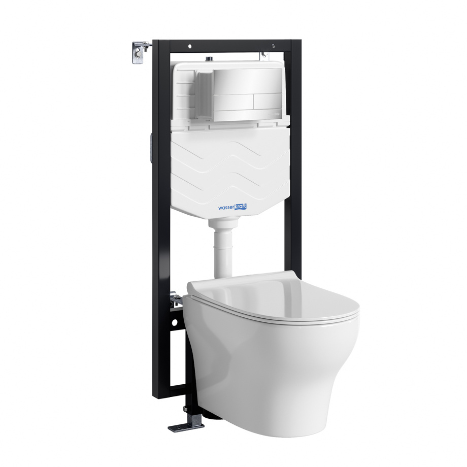 Унитаз подвесной WasserKRAFT 56TLT.010.ME.CH04.H001 с инсталляцией и кнопкой, белый