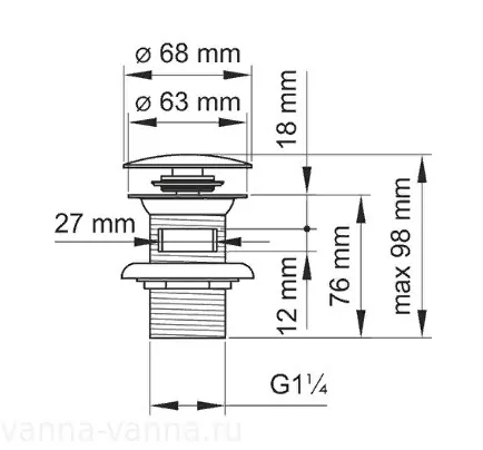 Донный клапан WasserKraft A073 никель