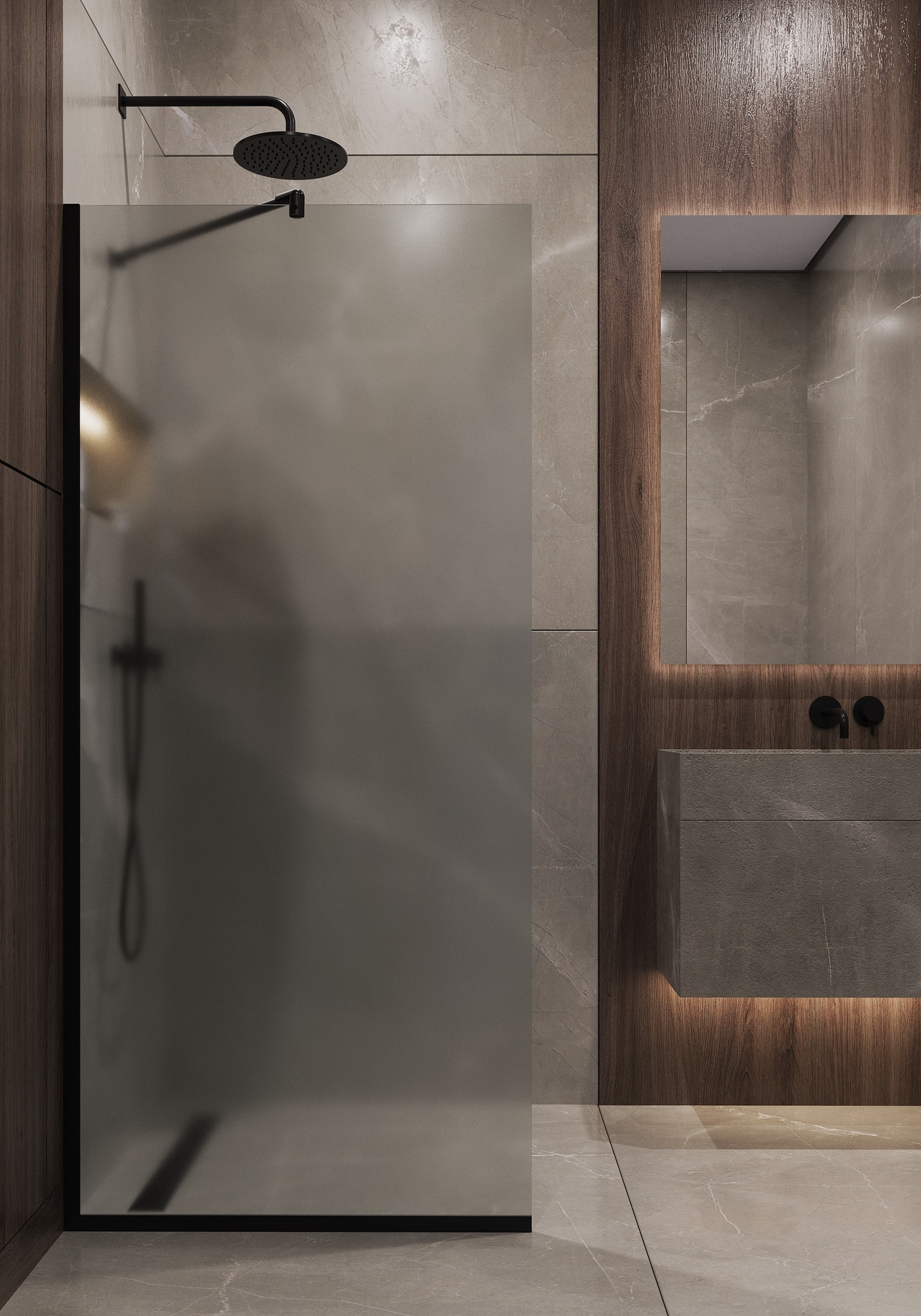 Душевая перегородка Timo TP-890/03F-8 матовое стекло, профиль черный