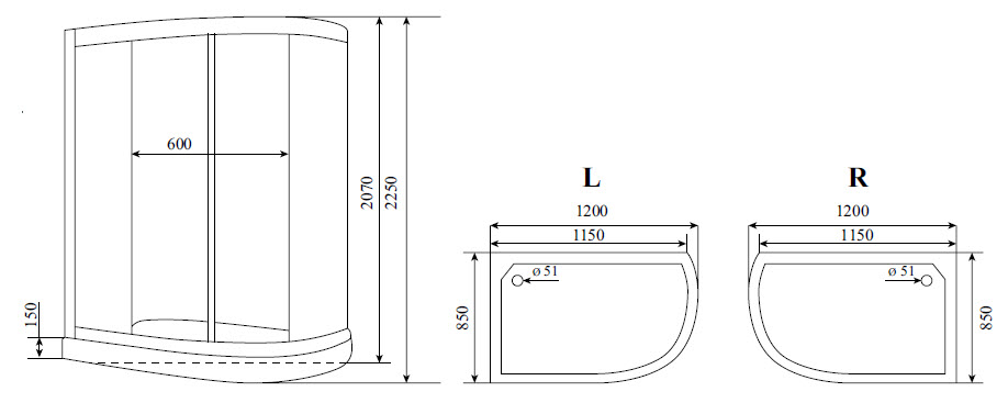 Душевая кабина Timo Lux T-7702 L 120*85*225, турецкая баня хамам