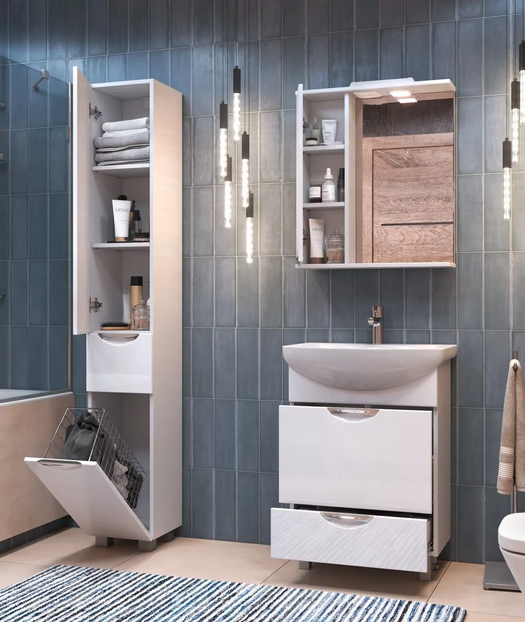 Зеркало со шкафчиком Vigo Callao 60 L, свет, белый