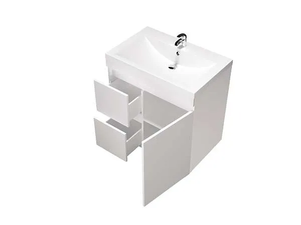 Тумба напольная 1Marka Cube 75Н 2в.я 1д с раковиной Анита 75, 2 ящика, 1 дверь, белый от магазина Vanna-Vanna.ru!