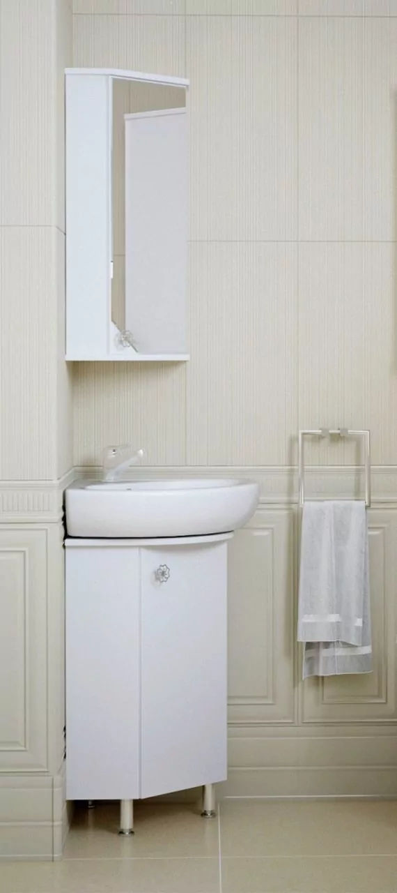 Шкаф навесной Corozo Флоренция 40 R, угловой с зеркалом, белый