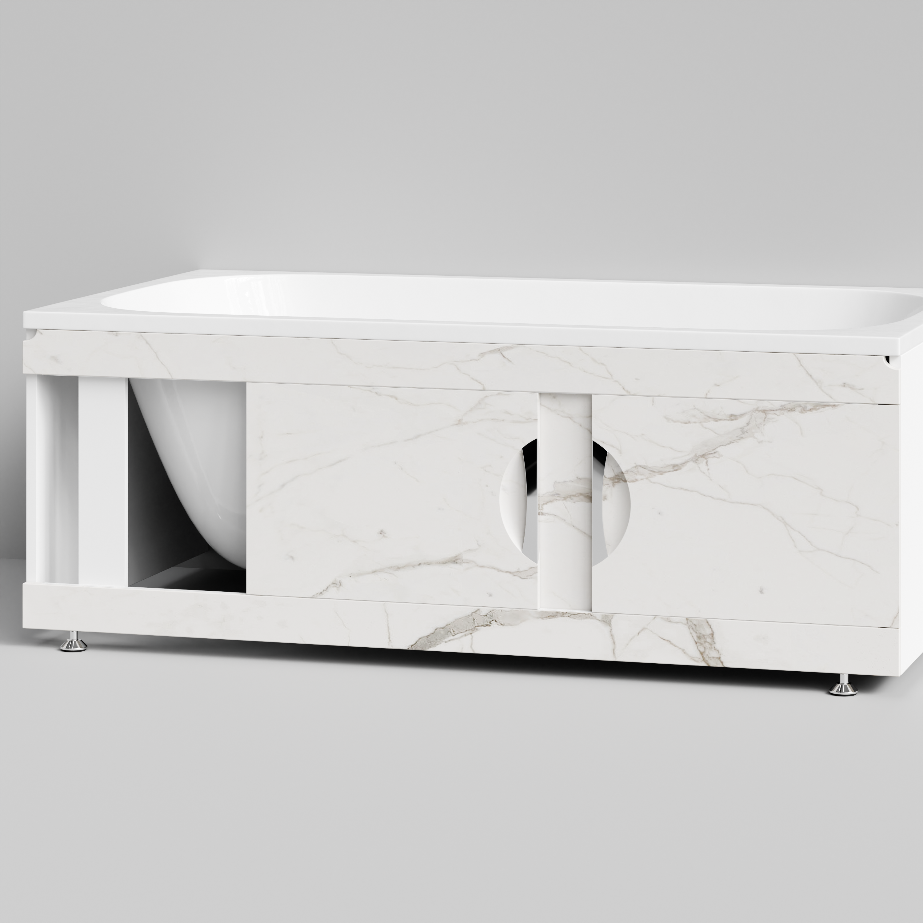 Экран под ванну Vod-ok Топ 150 раздвижной Мрамор Белый натур милк