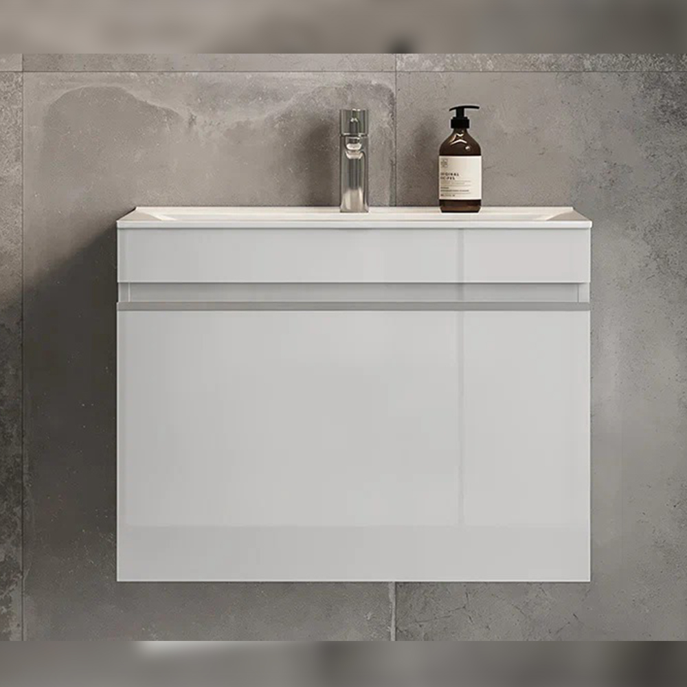 Тумба с раковиной подвесная Velvex Pulsus tp.PUL.PUL.70.1Y белый глянец, 70 см