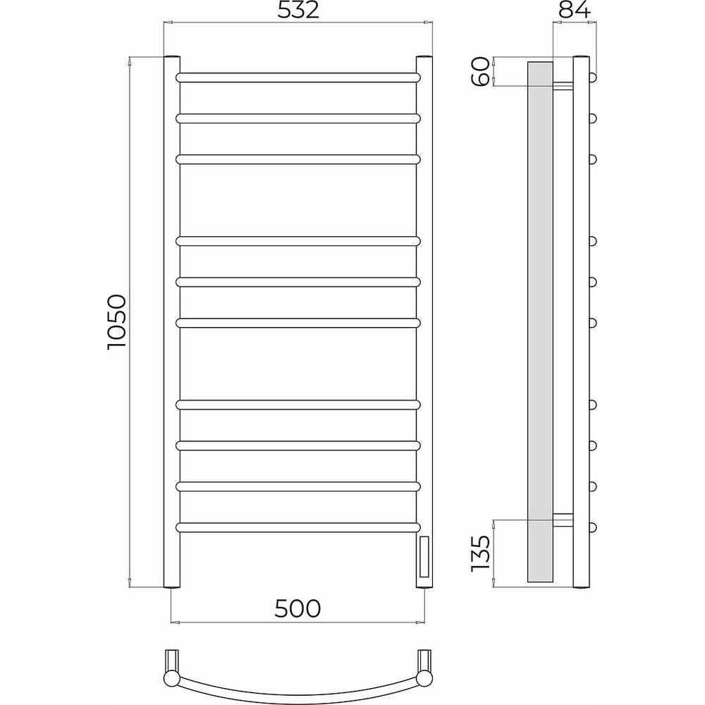 Полотенцесушитель электрический Terminus Классик П10 50х105