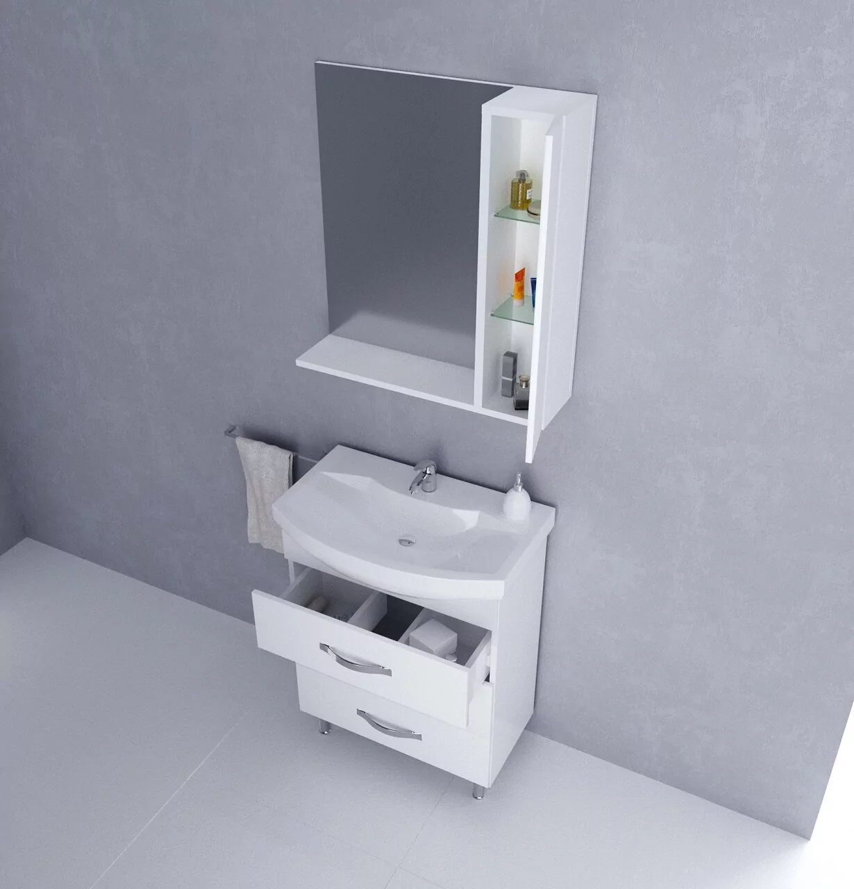 Зеркало с шкафчиком 1Marka Вита 65 R белый