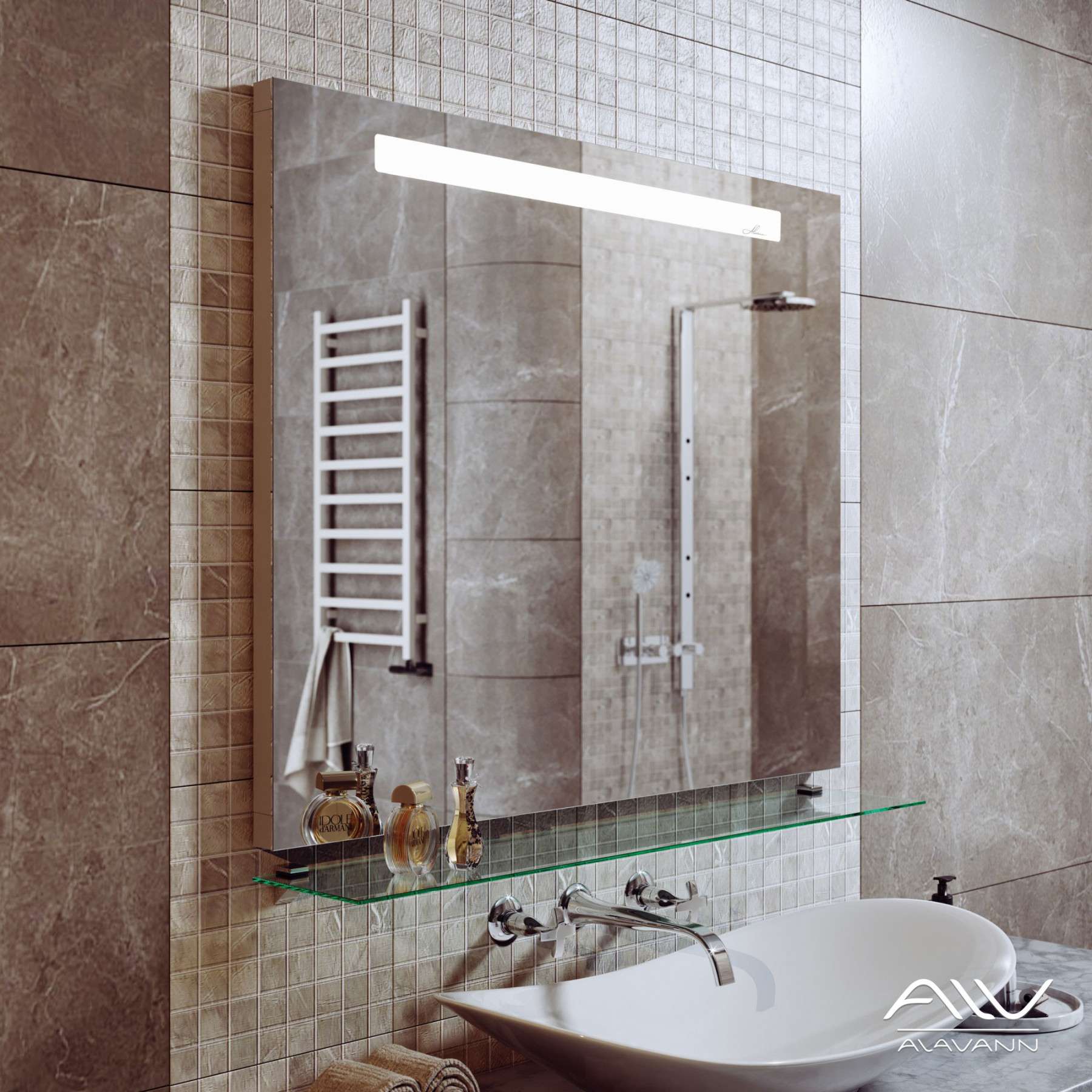 Зеркало Alavann Neve 90 свет, кнопочный выключатель