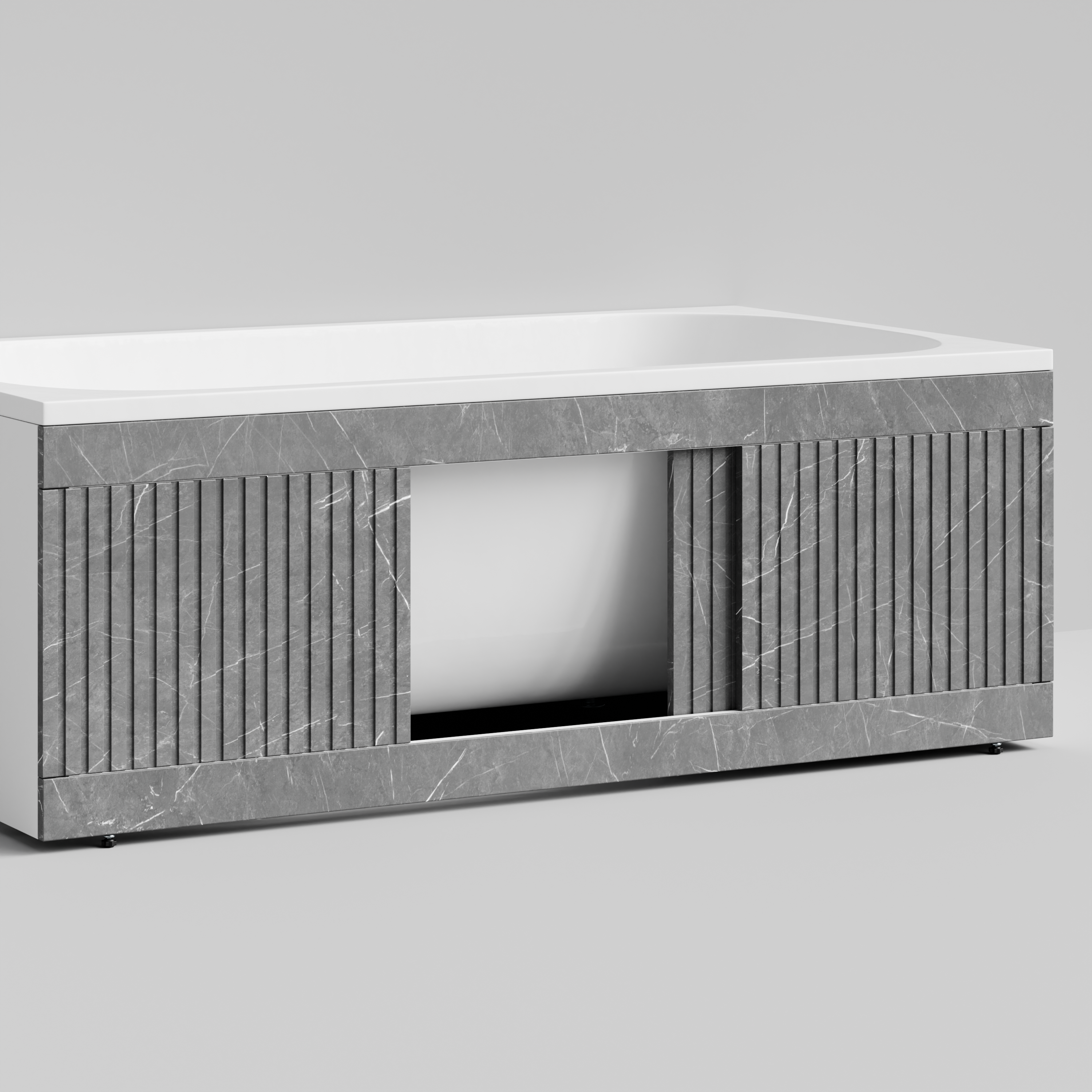 Экран под ванну Vod-ok Тач 150 раздвижной Мрамор Серый софт тач